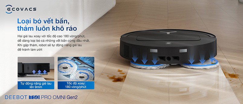 Ecovacs Deebot T50 Pro Gen 2 lực nén sàn